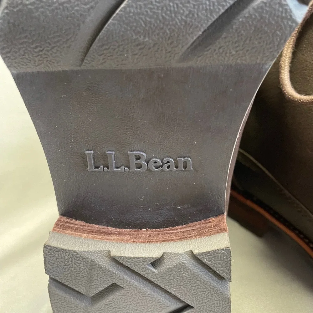 LL Bean Stonington Boots Women 8.5 Dark Brown Leather Sweater Fleece Knit TEK2.5